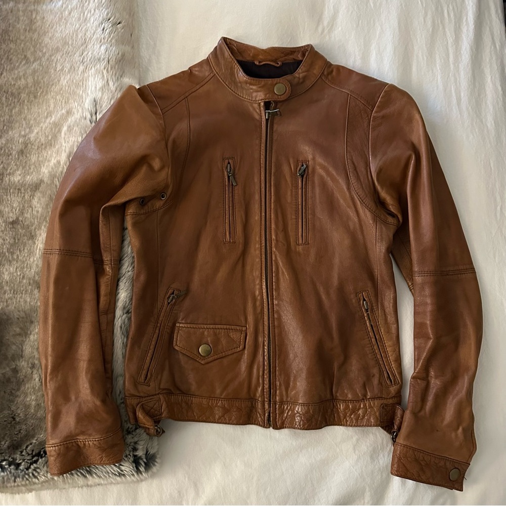 BANANA REPUBLIC Vintage Cognac Leather Jacket Size XS